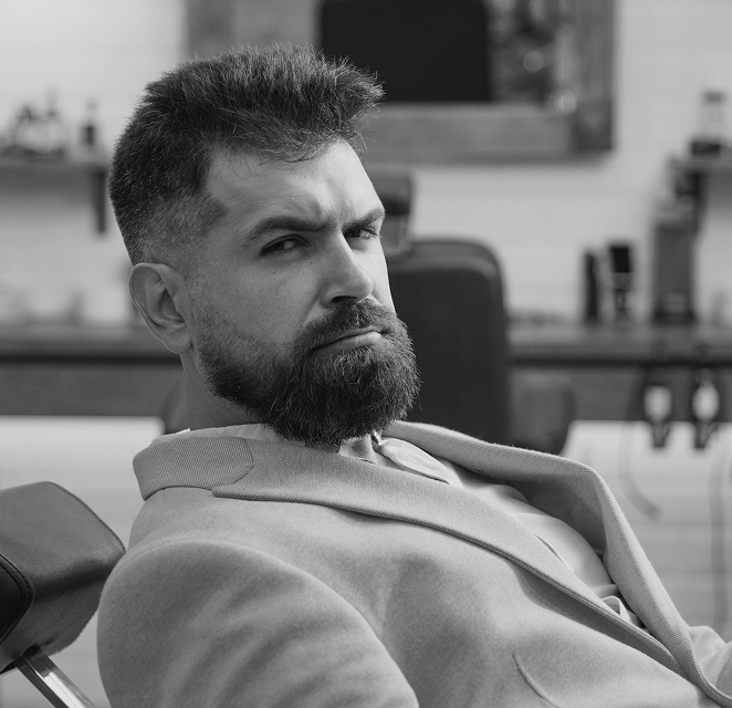 peluqueria y barbero estilo de barba vintage corte retrato hombre barbudo peinado y estilista bea 1